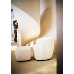 Pomax Canapés-PORTERVILLE - canapé 1 place - bouclé / contre-plaqué - L 74 x W 71,5 x H 72 cm - blanc