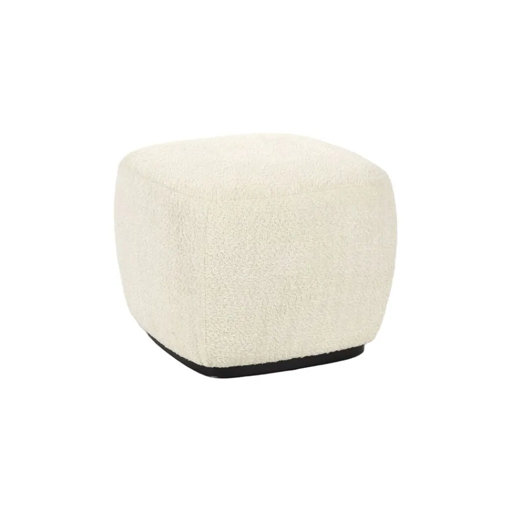 Pomax Poufs-PORTERVILLE - pouf - bouclé - L 51 x W 51 x H 41 cm - blanc