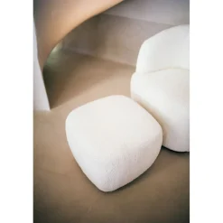 Pomax Poufs-PORTERVILLE - pouf - bouclé - L 51 x W 51 x H 41 cm - blanc