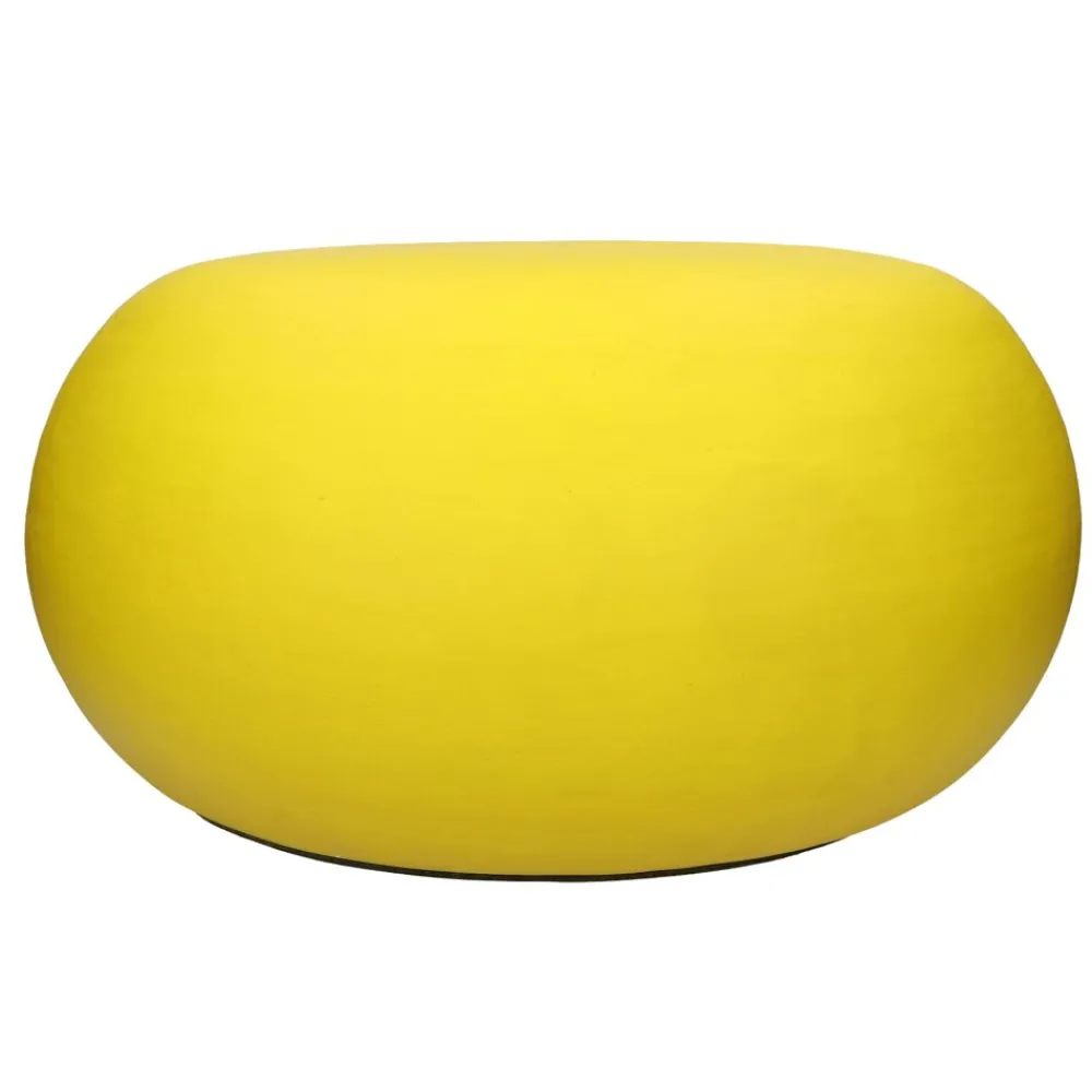 Pomax Poufs-PRETORIA - pouf/table d'appoint - enduit à la chaux - DIA 50 x H 25 cm - jaune