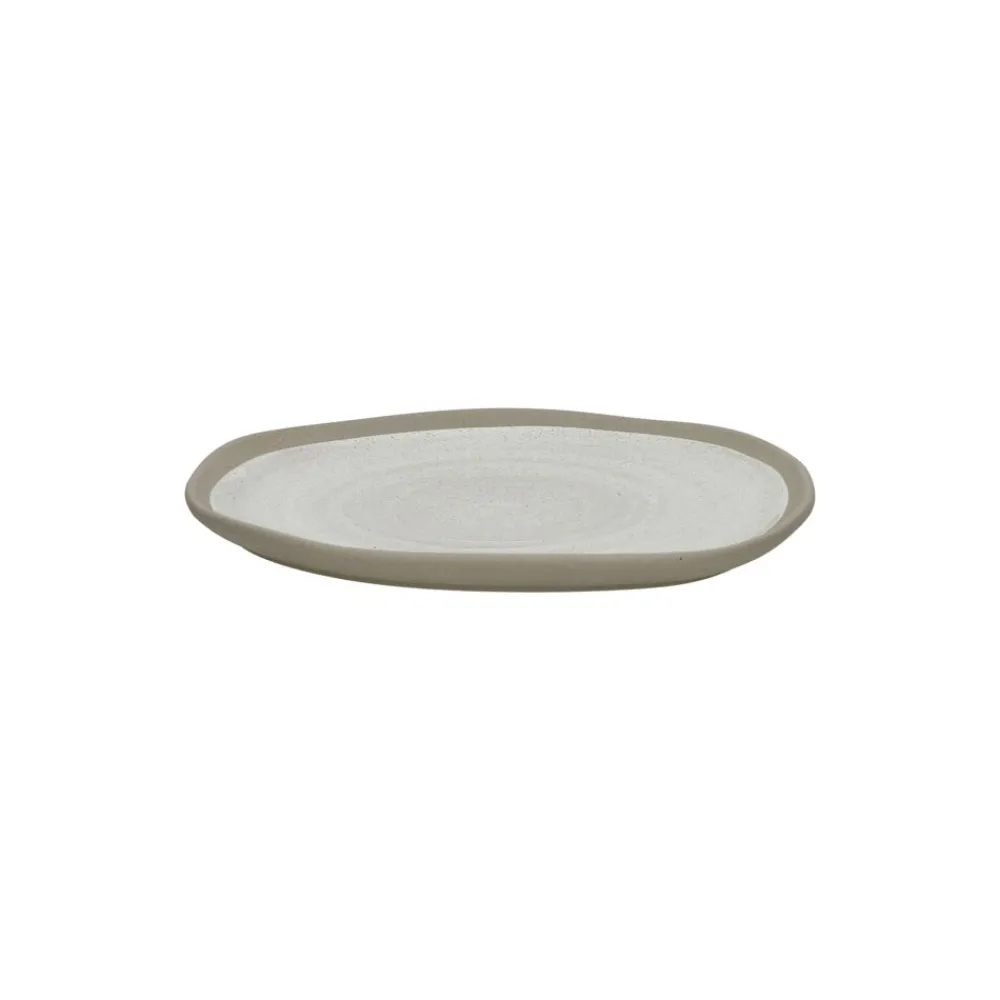 Pomax Vaisselle-PRIMEVAL - assiette à dessert - porcelaine - L 16,5 x W 15 x H 1,4 cm - gris clair