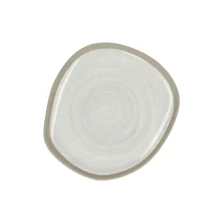 Pomax Vaisselle-PRIMEVAL - assiette à dessert - porcelaine - L 16,5 x W 15 x H 1,4 cm - gris clair