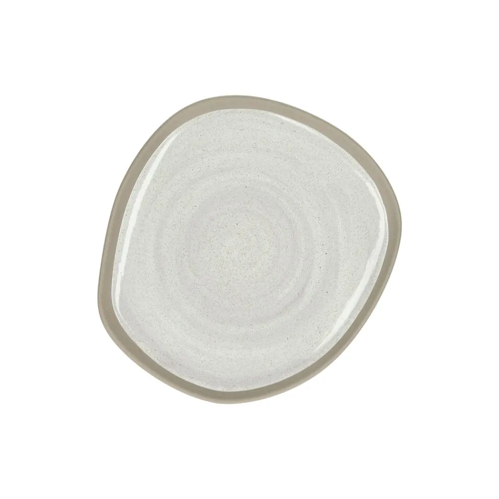 Pomax Vaisselle-PRIMEVAL - assiette à dessert - porcelaine - L 16,5 x W 15 x H 1,4 cm - gris clair