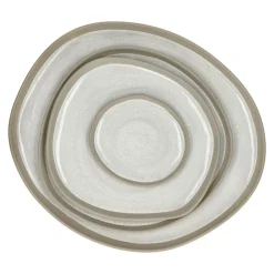 Pomax Vaisselle-PRIMEVAL - assiette à dessert - porcelaine - L 16,5 x W 15 x H 1,4 cm - gris clair