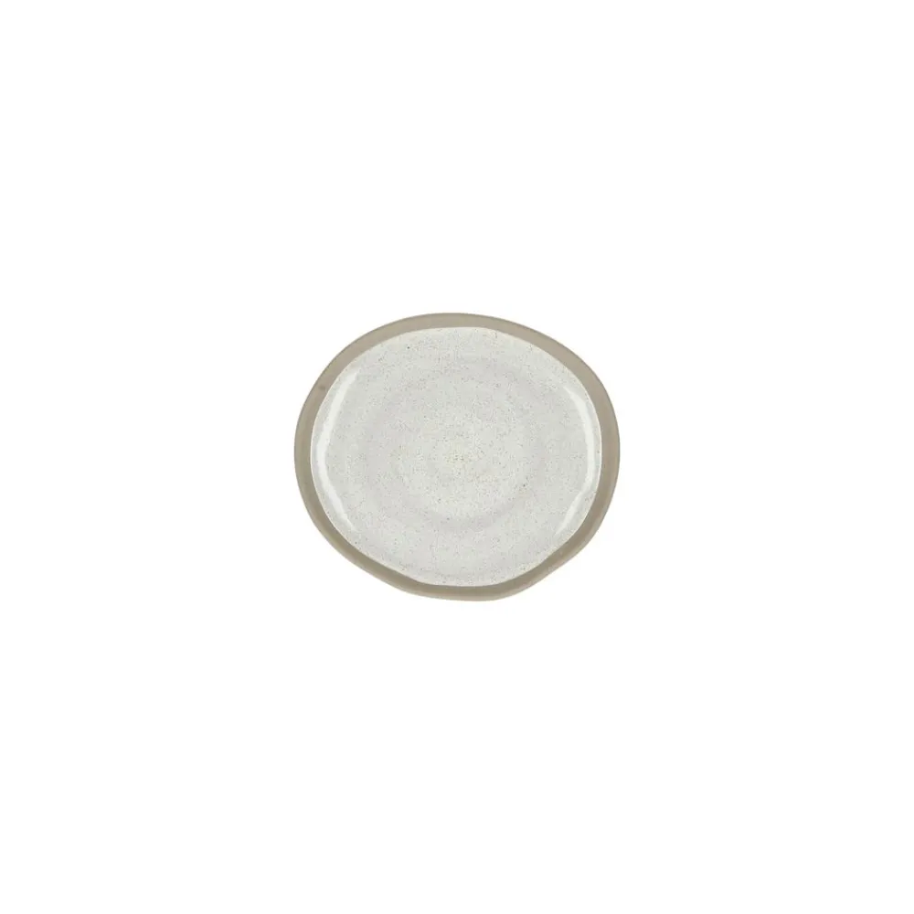 Pomax Vaisselle-PRIMEVAL - assiette apéritif - porcelaine - L 10,7 x W 9,5 x H 1,2 cm - gris clair