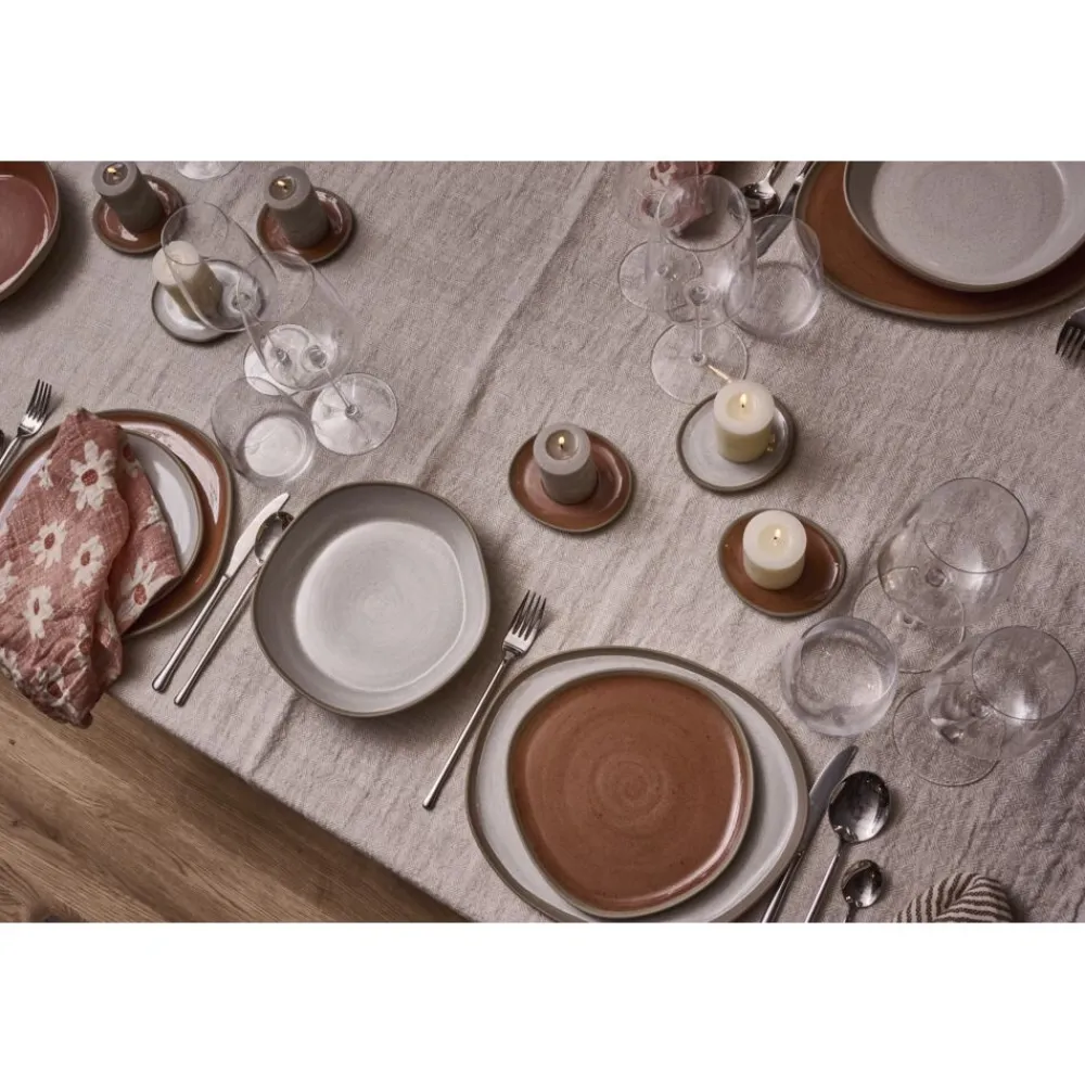 Pomax Vaisselle-PRIMEVAL - assiette apéritif - porcelaine - L 10,7 x W 9,5 x H 1,2 cm - terracotta