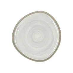 Pomax Vaisselle-PRIMEVAL - assiette petit déjeuner - porcelaine - L 20,4 x W 20 x H 1,5 cm - gris clair
