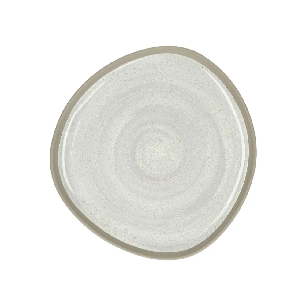Pomax Vaisselle-PRIMEVAL - assiette petit déjeuner - porcelaine - L 20,4 x W 20 x H 1,5 cm - gris clair