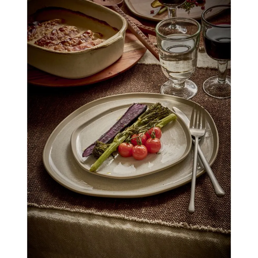 Pomax Vaisselle-PRIMEVAL - assiette petit déjeuner - porcelaine - L 20,4 x W 20 x H 1,5 cm - gris clair