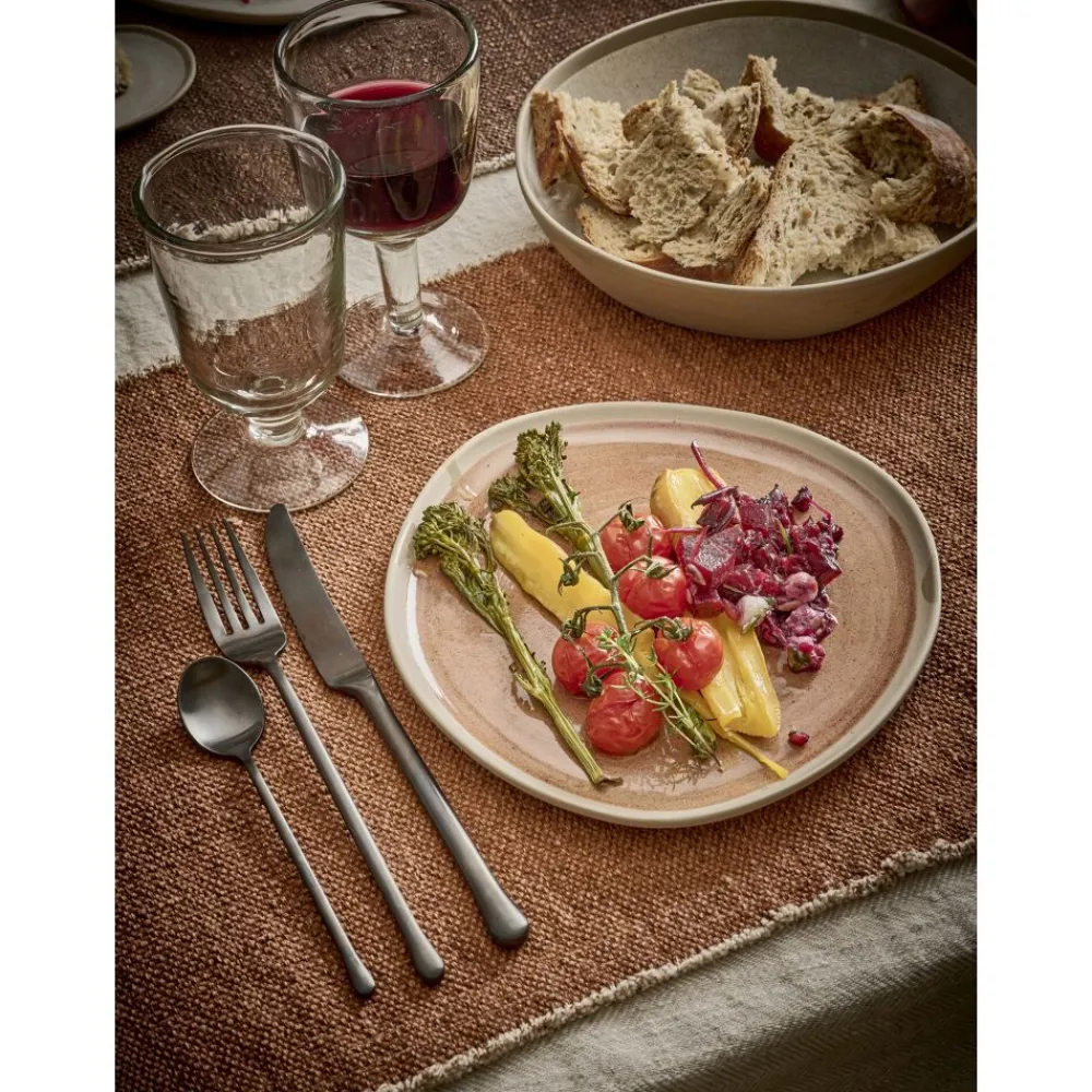 Pomax Vaisselle-PRIMEVAL - assiette petit déjeuner - porcelaine - L 20,4 x W 20 x H 1,5 cm - terracotta