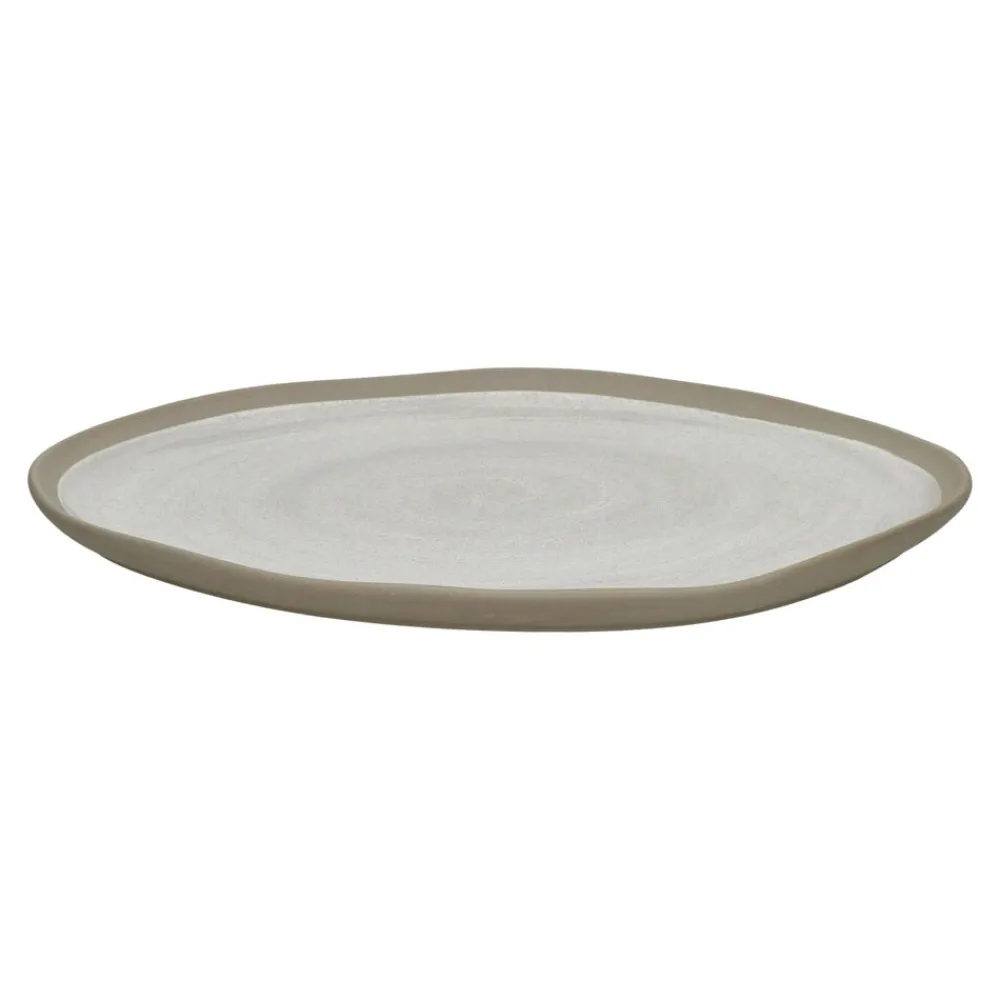 Pomax Vaisselle-PRIMEVAL - assiette plate - porcelaine - L 27 x W 24,3 x H 1,5 cm - gris clair