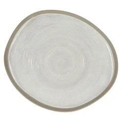 Pomax Vaisselle-PRIMEVAL - assiette plate - porcelaine - L 27 x W 24,3 x H 1,5 cm - gris clair
