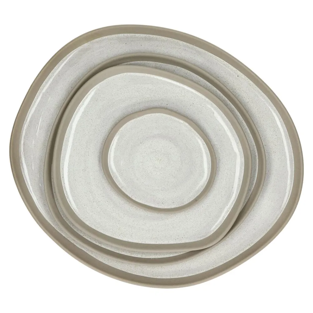 Pomax Vaisselle-PRIMEVAL - assiette plate - porcelaine - L 27 x W 24,3 x H 1,5 cm - gris clair