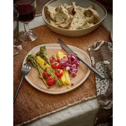 Pomax Vaisselle-PRIMEVAL - assiette plate - porcelaine - L 27 x W 24,3 x H 1,5 cm - terracotta