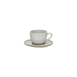 Pomax Vaisselle-PRIMEVAL - tasse & soucoupe - porcelaine - L 11,4 x W 10 x H 5,8 cm - gris clair