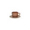 Pomax Vaisselle-PRIMEVAL - tasse & soucoupe - porcelaine - L 11,4 x W 10 x H 5,8 cm - terracotta