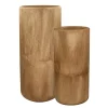 Pomax Cache-pots-PURE - set/2 vases - bois de paulownia - DIA 22/28 x H 50/65 cm - rouille