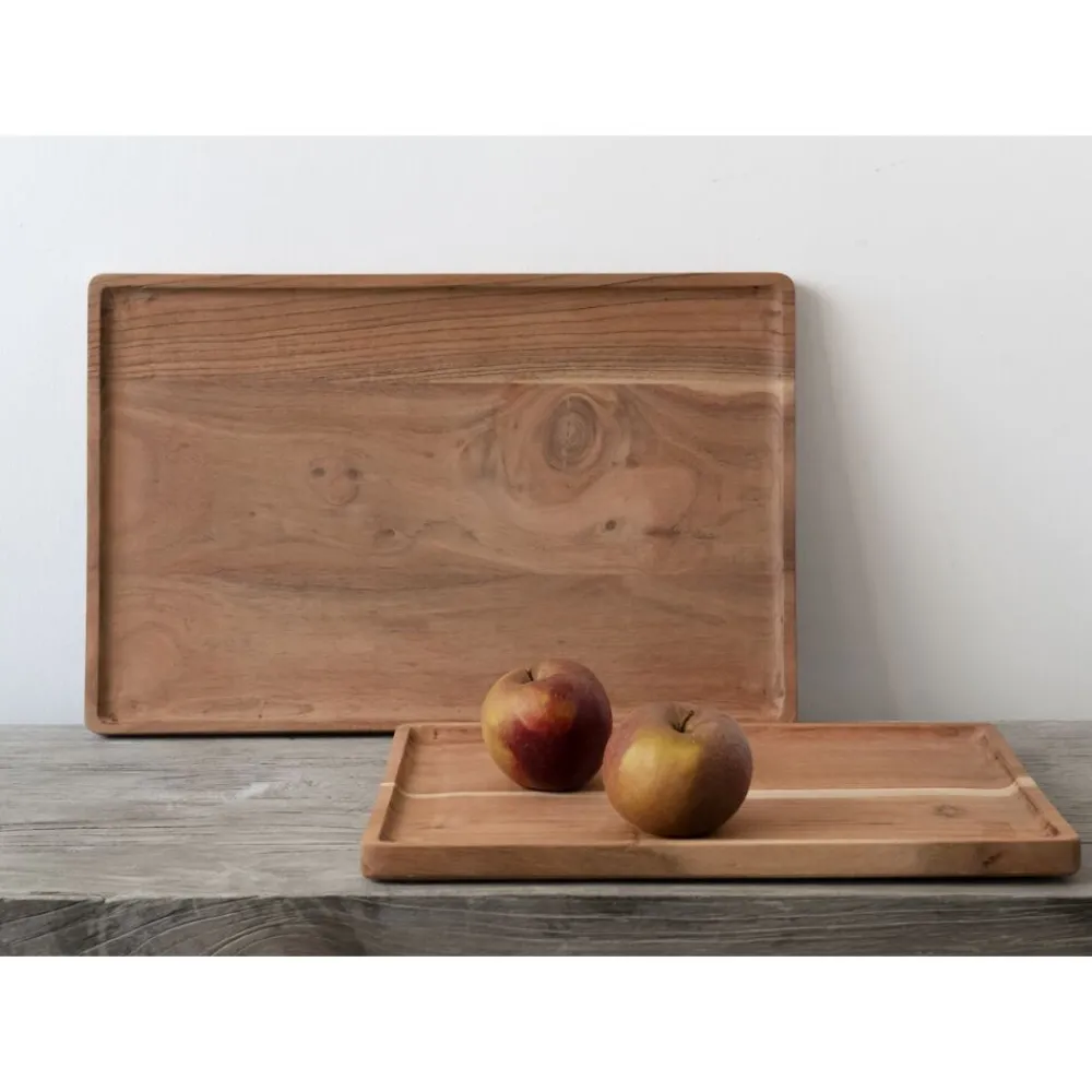Pomax Plateaux-PUZZLE - plateau - bois d'acacia - L 50 x W 32 x H 2 cm - naturel