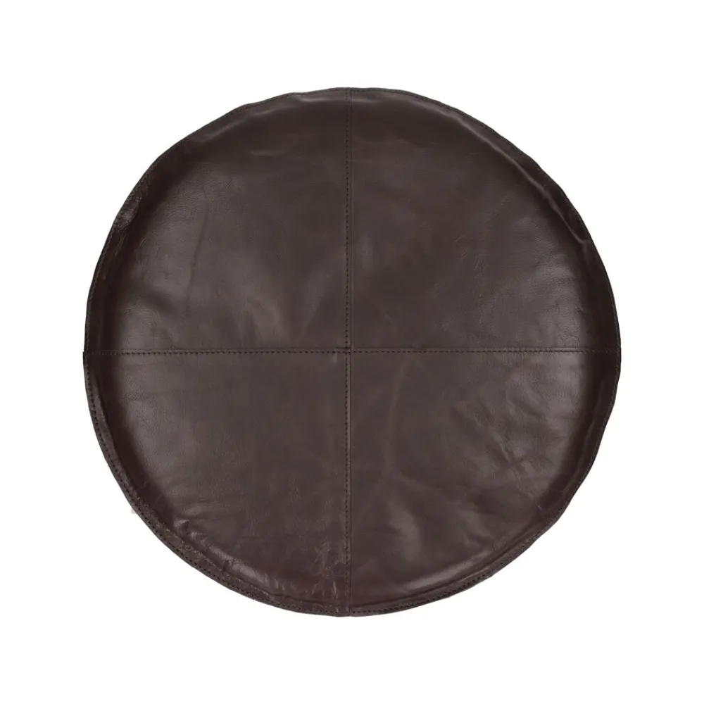 Pomax Coussins-RAMBO - coussin - cuir - DIA 36 cm - brun