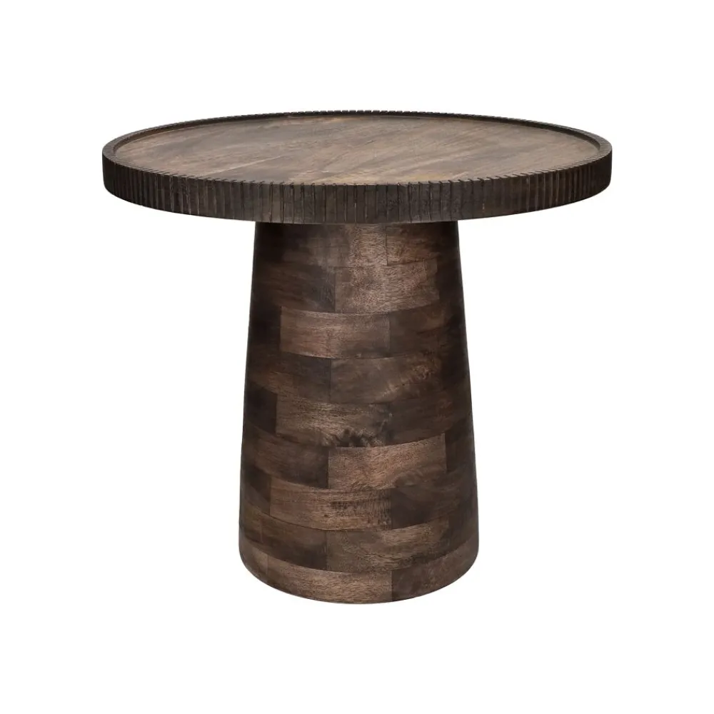 Pomax Tables Basses | Tables-RAMONA - table d'appoint - bois de mangier - DIA 46 x H 41,5 cm - noyer