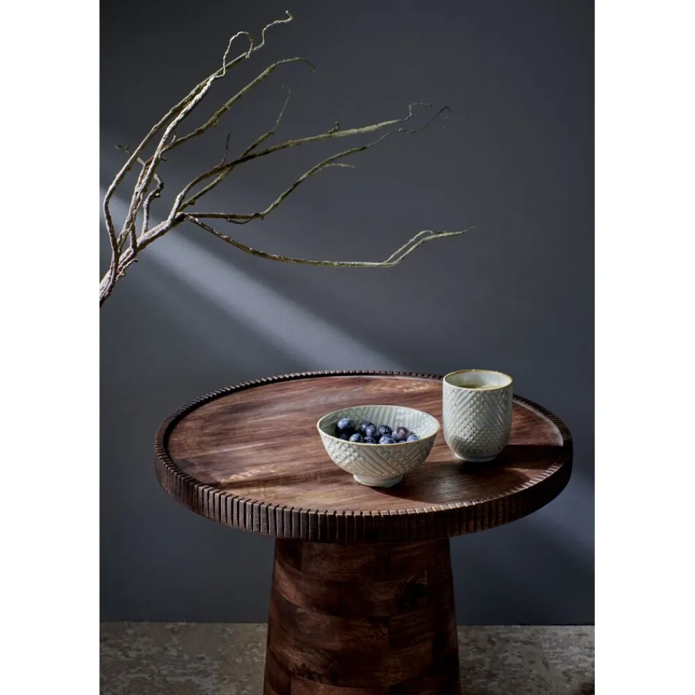 Pomax Tables Basses | Tables-RAMONA - table d'appoint - bois de mangier - DIA 46 x H 41,5 cm - noyer