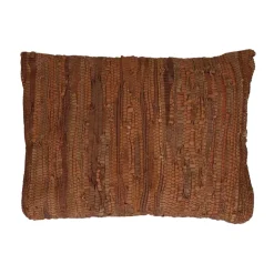 Pomax Coussins-RAW - coussin - cuir recyclé / tissues recyclées - L 60 x W 40 cm - cognac
