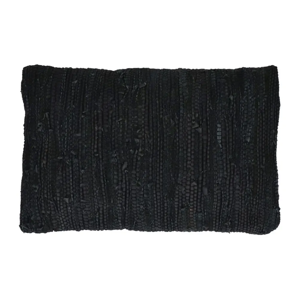 Pomax Coussins-RAW - coussin - cuir recyclé / tissues recyclées - L 60 x W 40 cm - noir