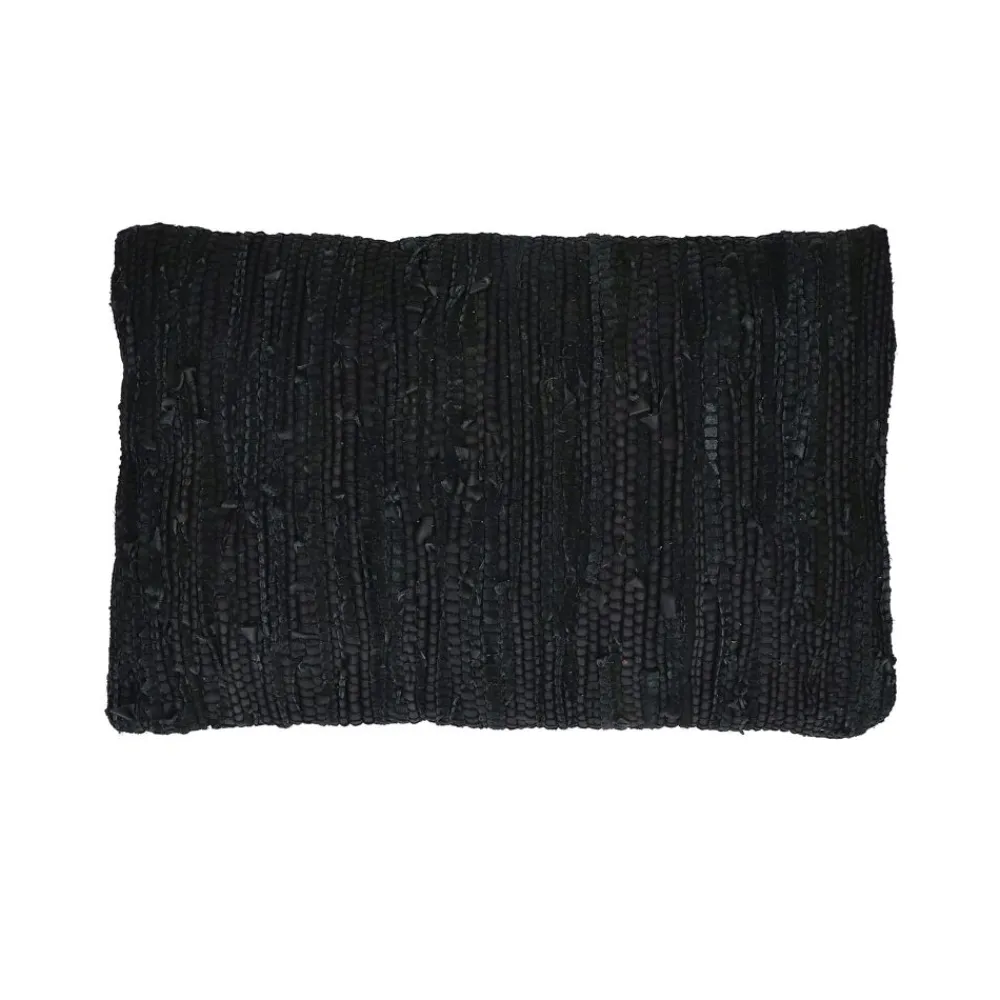Pomax Coussins-RAW - coussin - cuir recyclé / tissues recyclées - L 50 x W 30 cm - noir