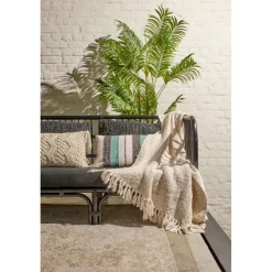 Pomax Coussins-RAW - coussin - cuir recyclé / tissues recyclées - L 60 x W 40 cm - noir