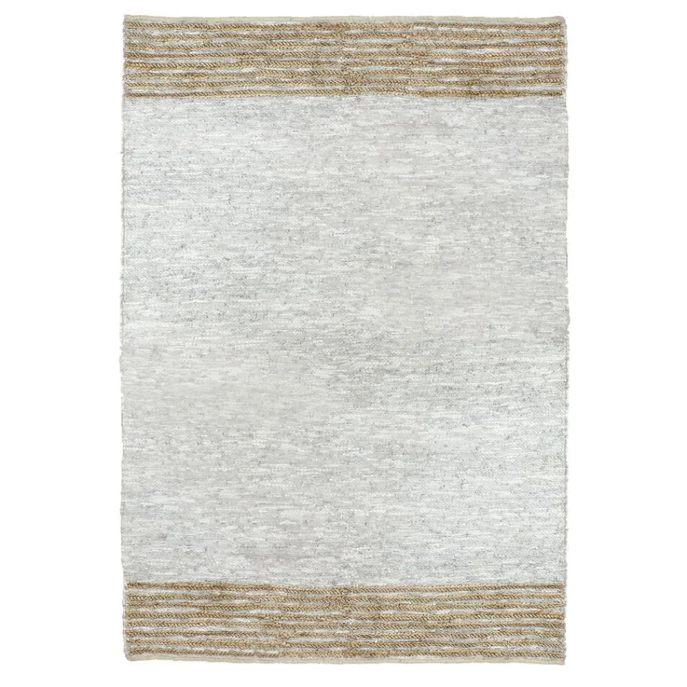 Pomax Tapis-RAW - tapis - cuir recyclé / jute - L 240 x W 180 cm - gris clair