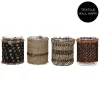 Pomax Photophores / T-lights-ÔRAY - photophore - verre / tissues recyclées - DIA 10 x H 13,5 cm - mix de bruns