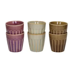 Pomax Vaisselle-RIALTO - set/6 gobelets - porcelaine - DIA 8 x H 8,5 cm - mix de couleurs