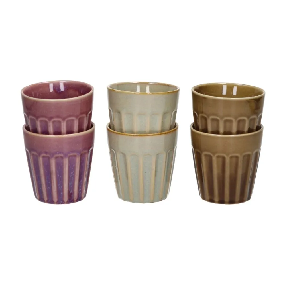 Pomax Vaisselle-RIALTO - set/6 gobelets - porcelaine - DIA 8 x H 8,5 cm - mix de couleurs