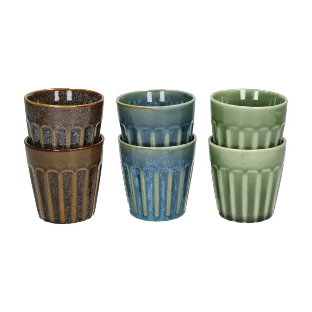 Pomax Vaisselle-RIALTO - set/6 gobelets - porcelaine - DIA 8 x H 8,5 cm - mix de couleurs