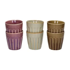 Pomax Vaisselle-RIALTO - set/6 gobelets - porcelaine - DIA 8 x H 8,5 cm - mix de couleurs