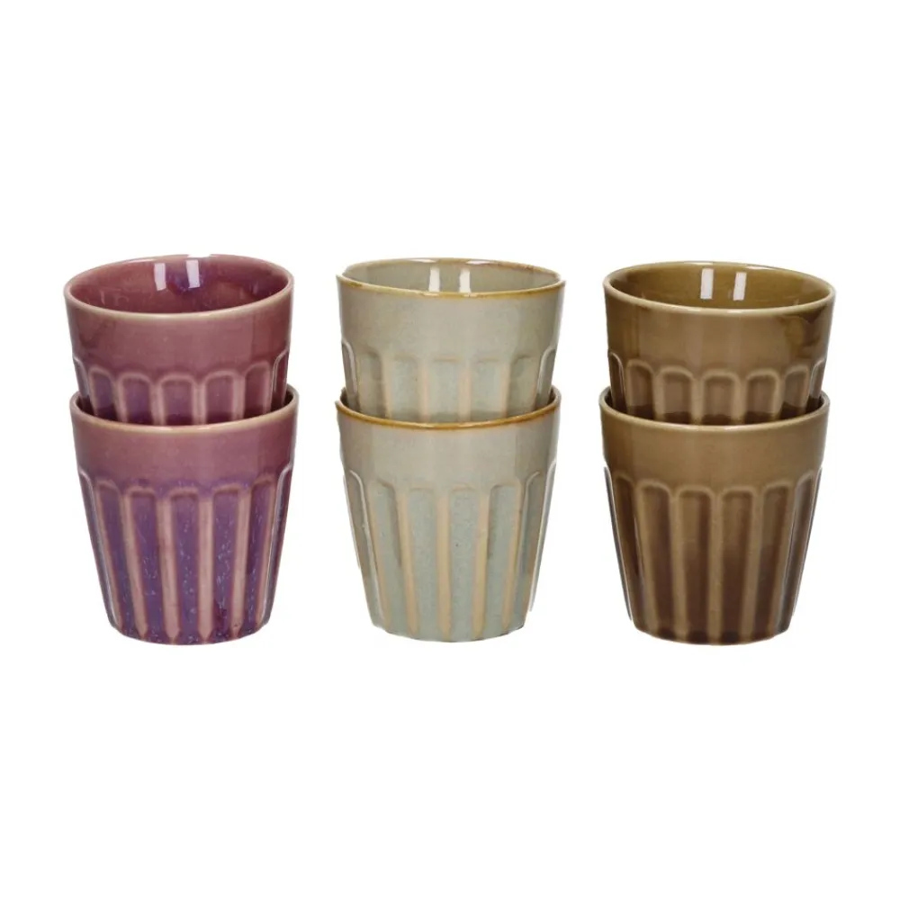 Pomax Vaisselle-RIALTO - set/6 gobelets - porcelaine - DIA 8 x H 8,5 cm - mix de couleurs