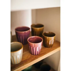 Pomax Vaisselle-RIALTO - set/6 gobelets - porcelaine - DIA 8 x H 8,5 cm - mix de couleurs