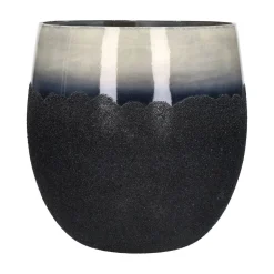 Pomax Cache-pots-ROCK - pot à fleurs - verre - DIA 30 x H 30 cm - noir/argent