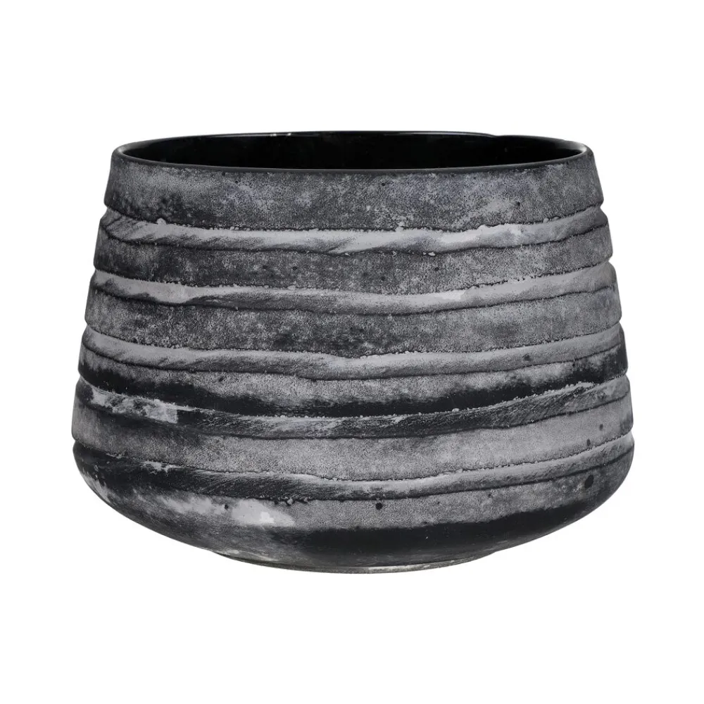 Pomax Cache-pots-ROCK - pot à fleurs - verre - DIA 23 x H 16 cm - gris