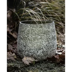 Pomax Cache-pots-ROCK - pot à fleurs - verre - DIA 25 x H 25 cm - gris