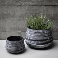 Pomax Cache-pots-ROCK - pot à fleurs - verre - DIA 23 x H 16 cm - gris