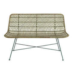 Pomax Bancs-RODOS - banc - rotin / métal - L 118 x W 61 x H 80 cm - gris bleu