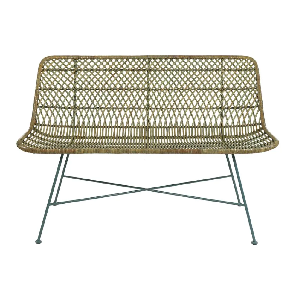 Pomax Bancs-RODOS - banc - rotin / métal - L 118 x W 61 x H 80 cm - gris bleu