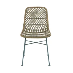 Pomax Chaises-RODOS - chaise - rotin / métal - L 43,5 x W 56,5 x H 80 cm - gris bleu