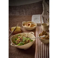Pomax Saladiers / Plats À Servir-ROMANCE - bol - porcelaine - L 24,5 x W 18,5 x H 6 cm - latté
