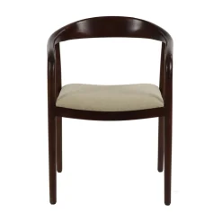 Pomax Chaises-ROMEO - chaise noyer/siège en tissu - bois d'acacia / coton - L 56 x W 51 x H 78,5 cm - naturel