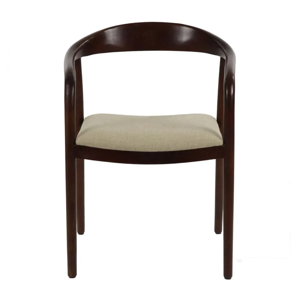 Pomax Chaises-ROMEO - chaise noyer/siège en tissu - bois d'acacia / coton - L 56 x W 51 x H 78,5 cm - naturel