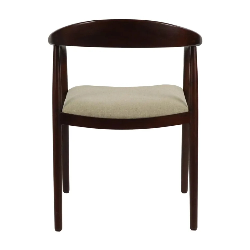 Pomax Chaises-ROMEO - chaise noyer/siège en tissu - bois d'acacia / coton - L 56 x W 51 x H 78,5 cm - naturel