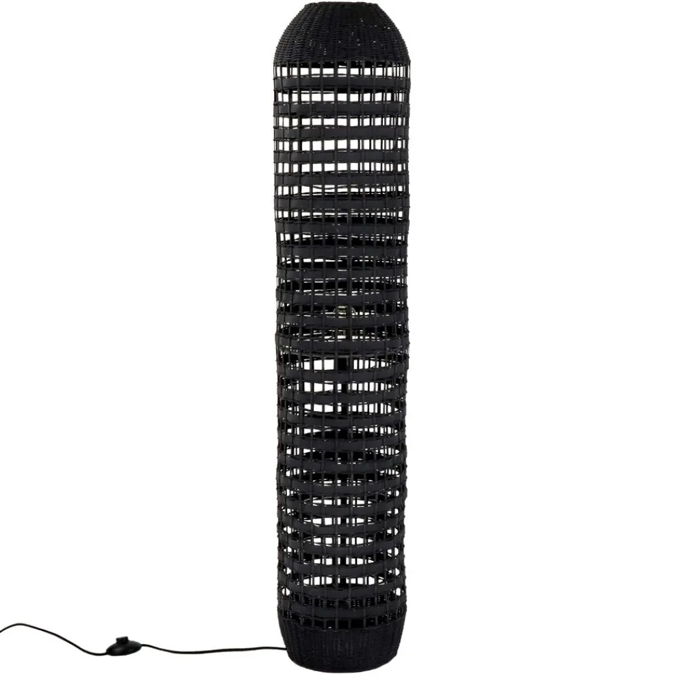 Pomax Lampadaires-ROTA - lampadaire - rotin / bois - DIA 25 x H 120 cm - noir