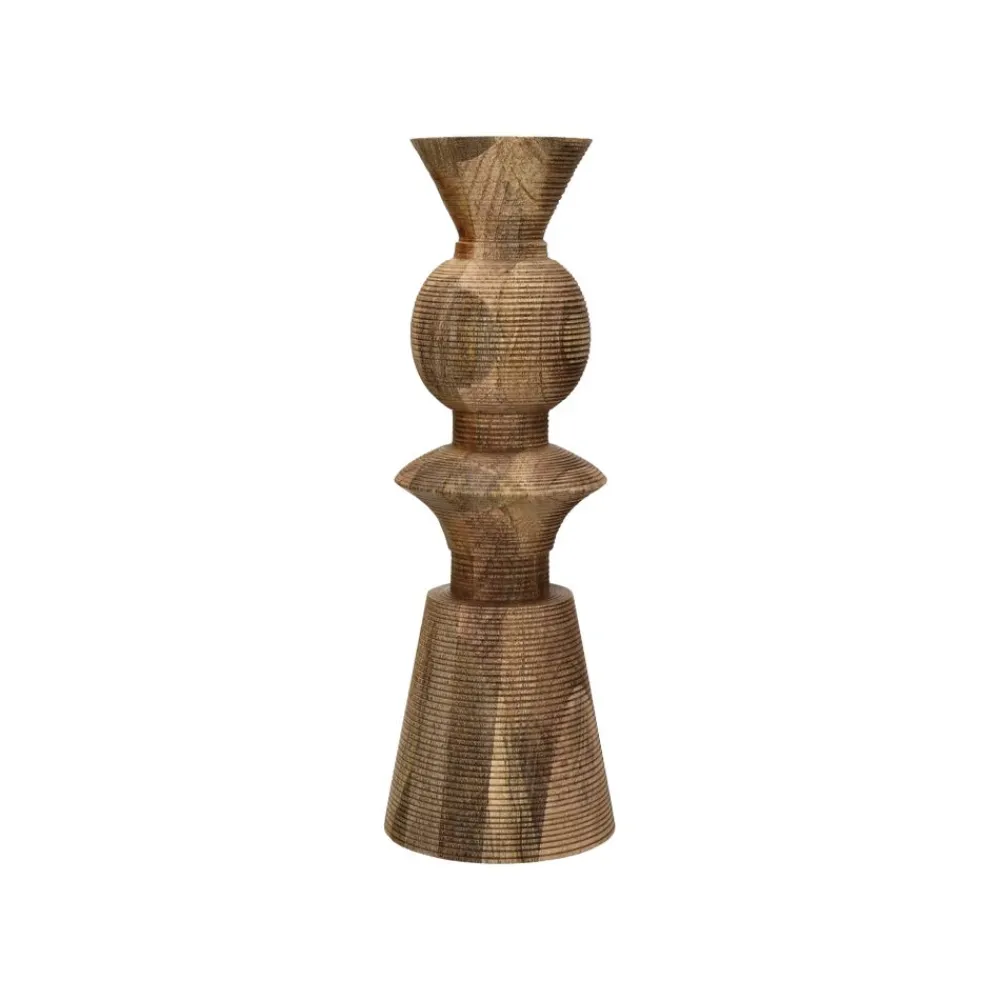 Pomax Chandeliers-ROTELLO - bougeoir - bois de mangier - DIA 13,5 x H 40 cm - naturel